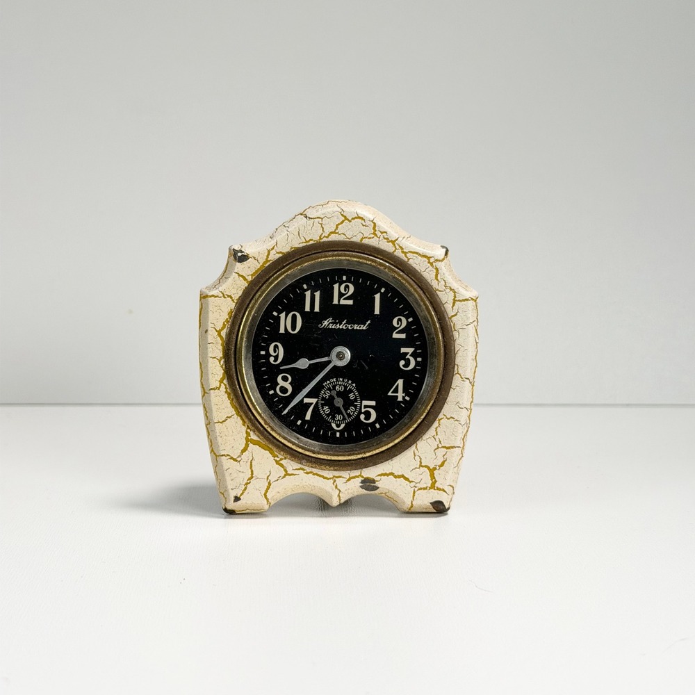 Vintage Aristocrat Small Desk Mantel Clock Brass Farmhouse Cottagecore USA Made